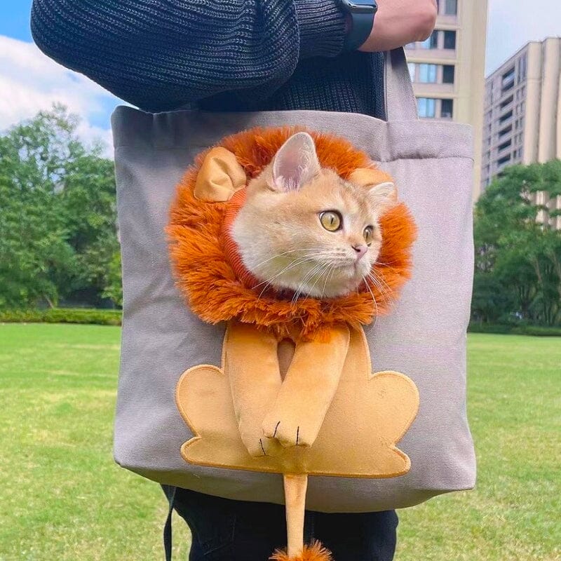 Umhängetasche aus Canvas in Löwenform