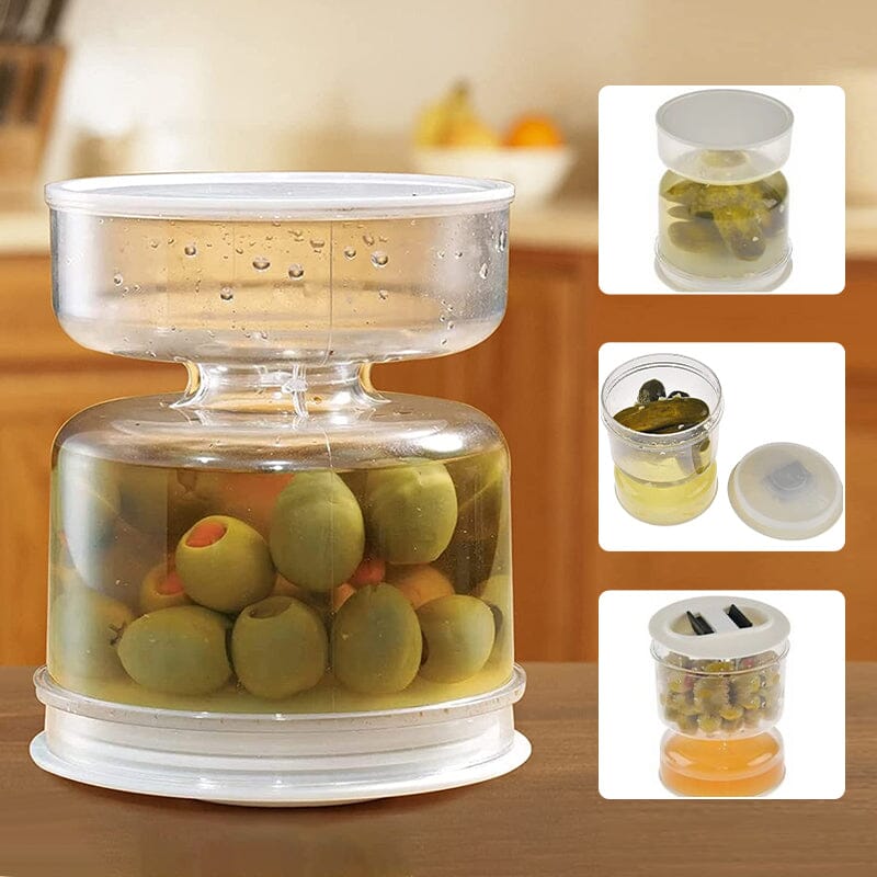 Essiggurken- und Olivenglasbehälter mit Sieb