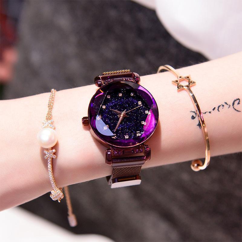Neue Modetrend wasserdichte Sternenhimmel Mädchen Armbanduhr