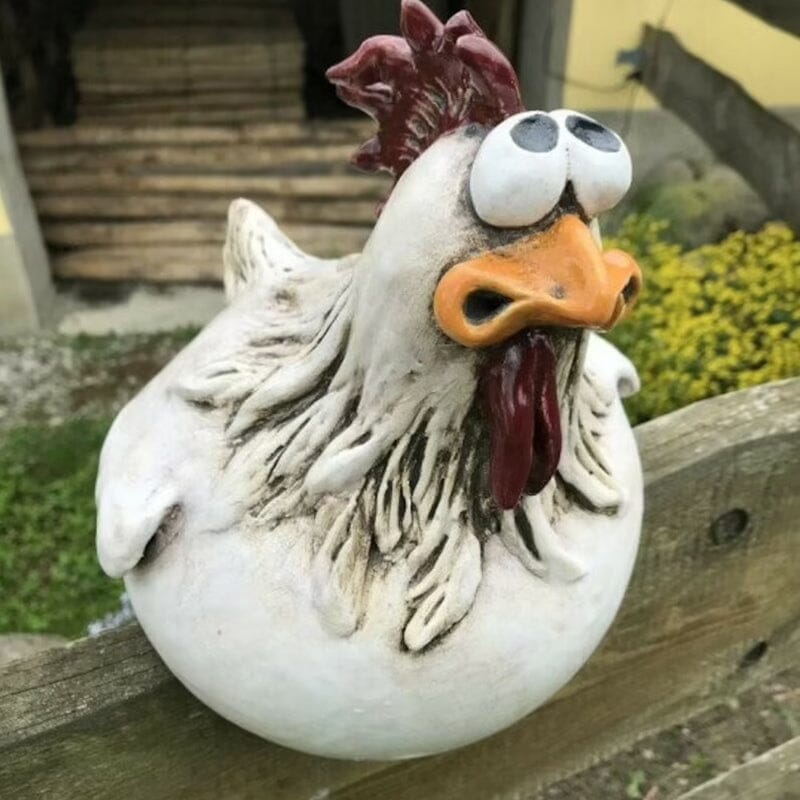 Hühnerverzierungen mit großen Augen