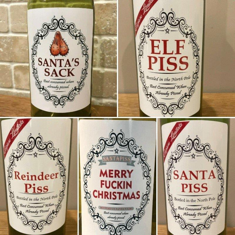 Weihnachten lustige Flaschenetiketten(5 Stück)